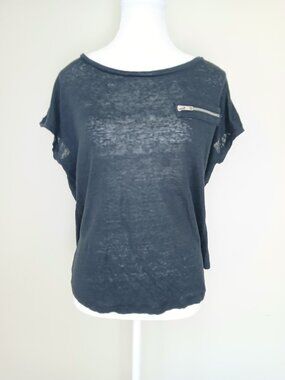 Pure & Simple 100% Linen Oversized T-shirt Back Center Cinch Size Small